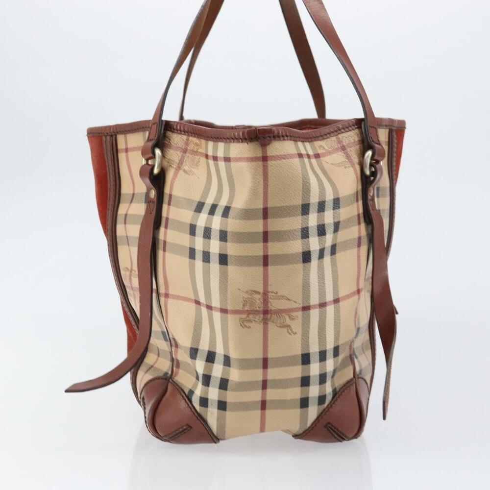 BURBERRY Nova Check Tote Bag PVC Beige Gold Auth 161529 - Picture 4 of 16